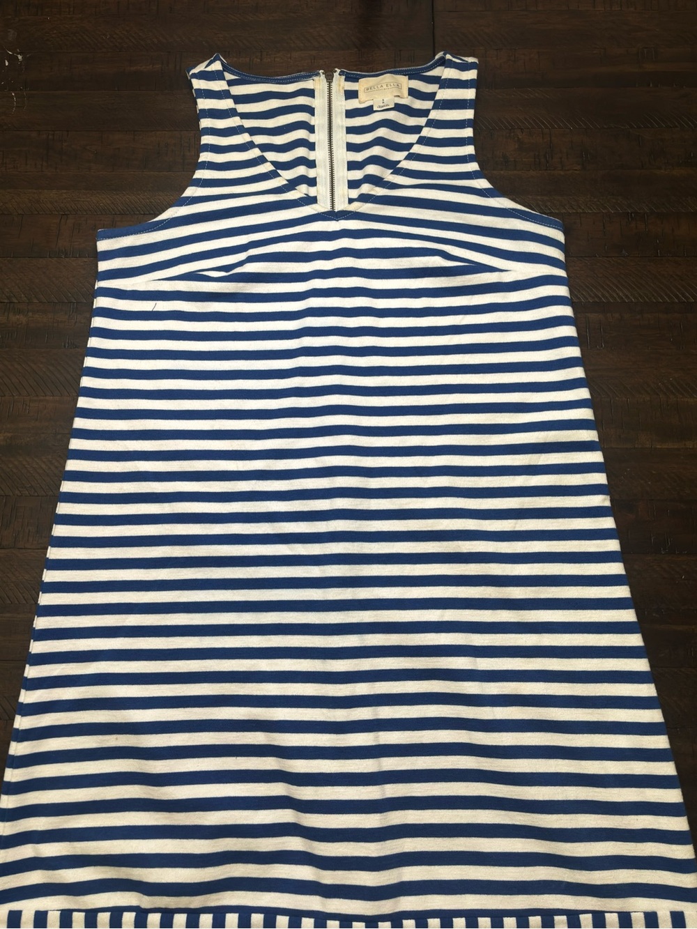 BELLA ELLA Nautical Blue and White Striped Sleeveless Dress Size M #509